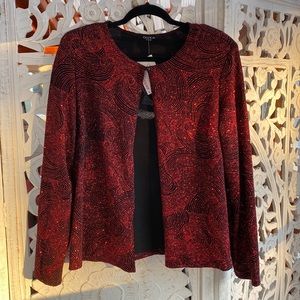 Black & Red Glitter Holiday Lightweight Jacket – Large